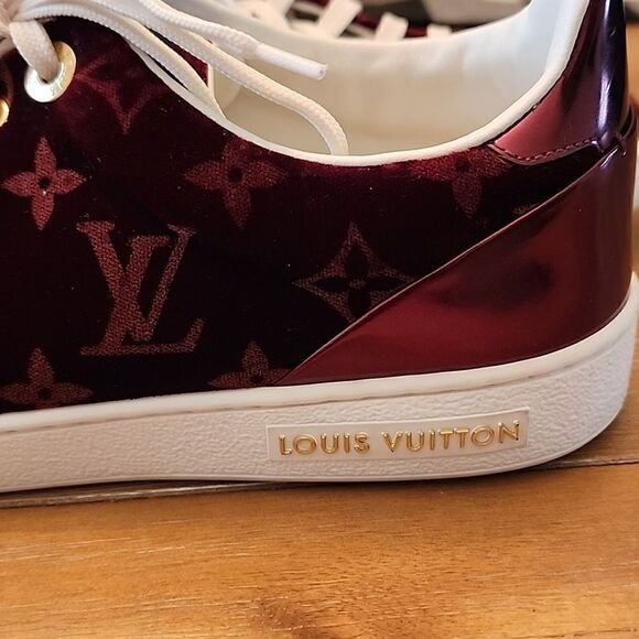 Authentic Louis Vuitton Front Row Red Velvet Monogram Patent Sneakers Shoes 39 - Picture 4 of 7